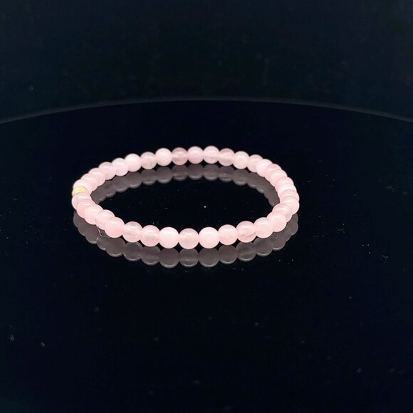 Gemstones Rose Quartz Mini 4mm Stretchable Bracelet 14k Gold Bead Charm Stardust - Picture 3 of 6